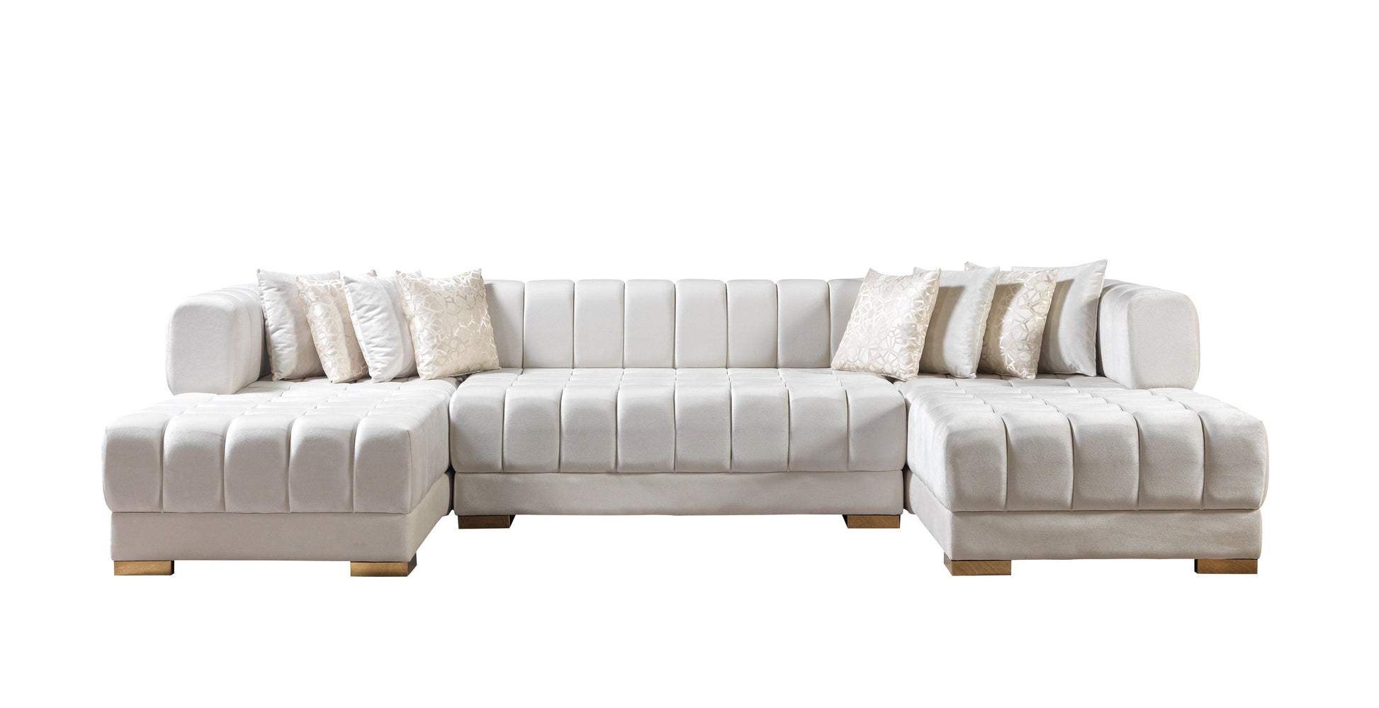 Ariana Ivory Velvet Double Chaise 138" Sectional