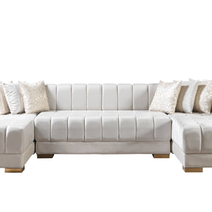 Ariana Ivory Velvet Double Chaise 138