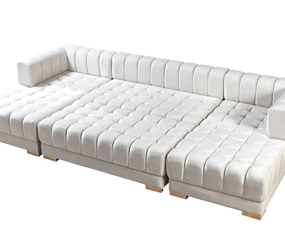 Ariana Ivory Velvet Double Chaise 138