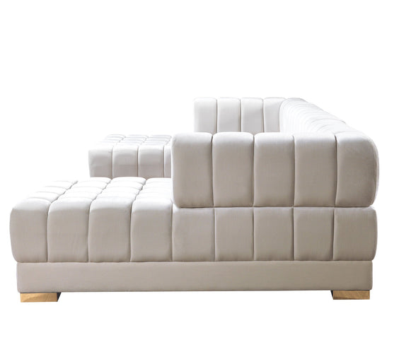 Ariana Ivory Velvet Double Chaise 138