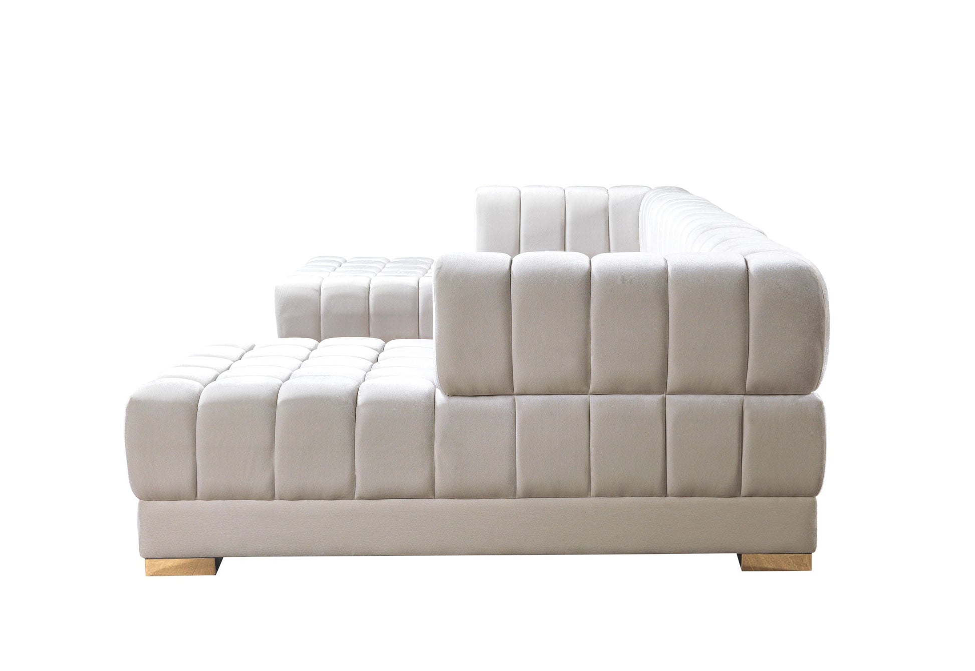 Ariana Ivory Velvet Double Chaise 138" Sectional