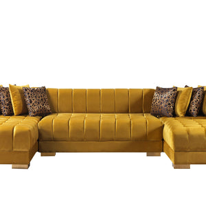 Ariana Mustard Velvet Double Chaise 138