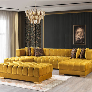 Ariana Mustard Velvet Double Chaise 138