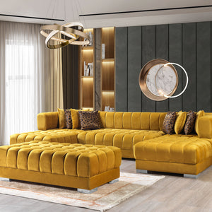 Ariana Mustard Velvet Double Chaise 138