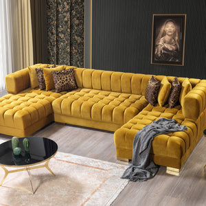 Ariana Mustard Velvet Double Chaise 138