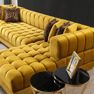 Ariana Mustard Velvet Double Chaise 138