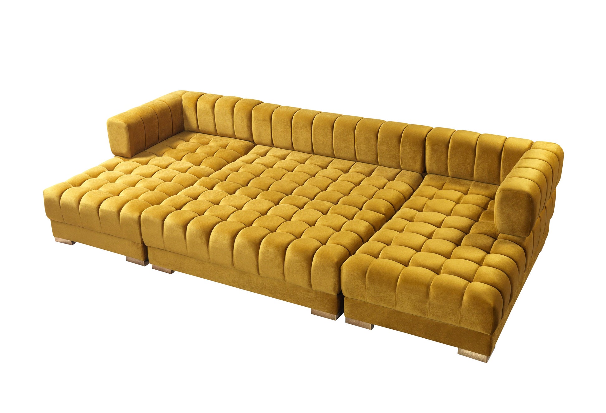 Ariana Mustard Velvet Double Chaise 138" Sectional