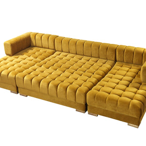 Ariana Mustard Velvet Double Chaise 138