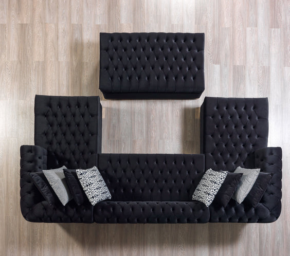 Lauren Black Velvet Double Chaise 136