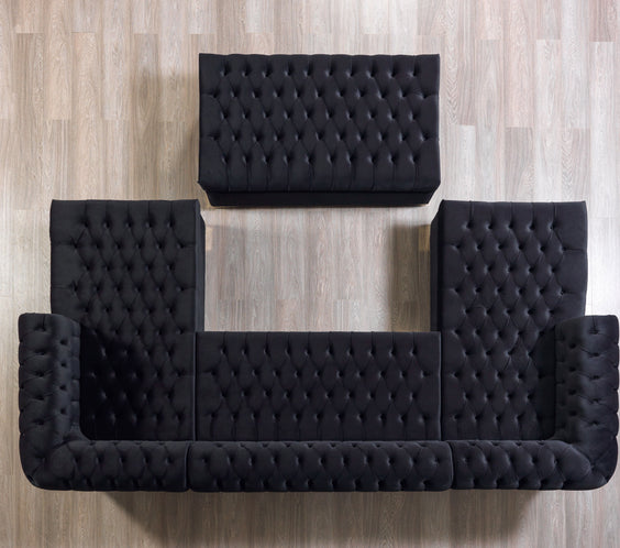 Lauren Black Velvet Double Chaise 136