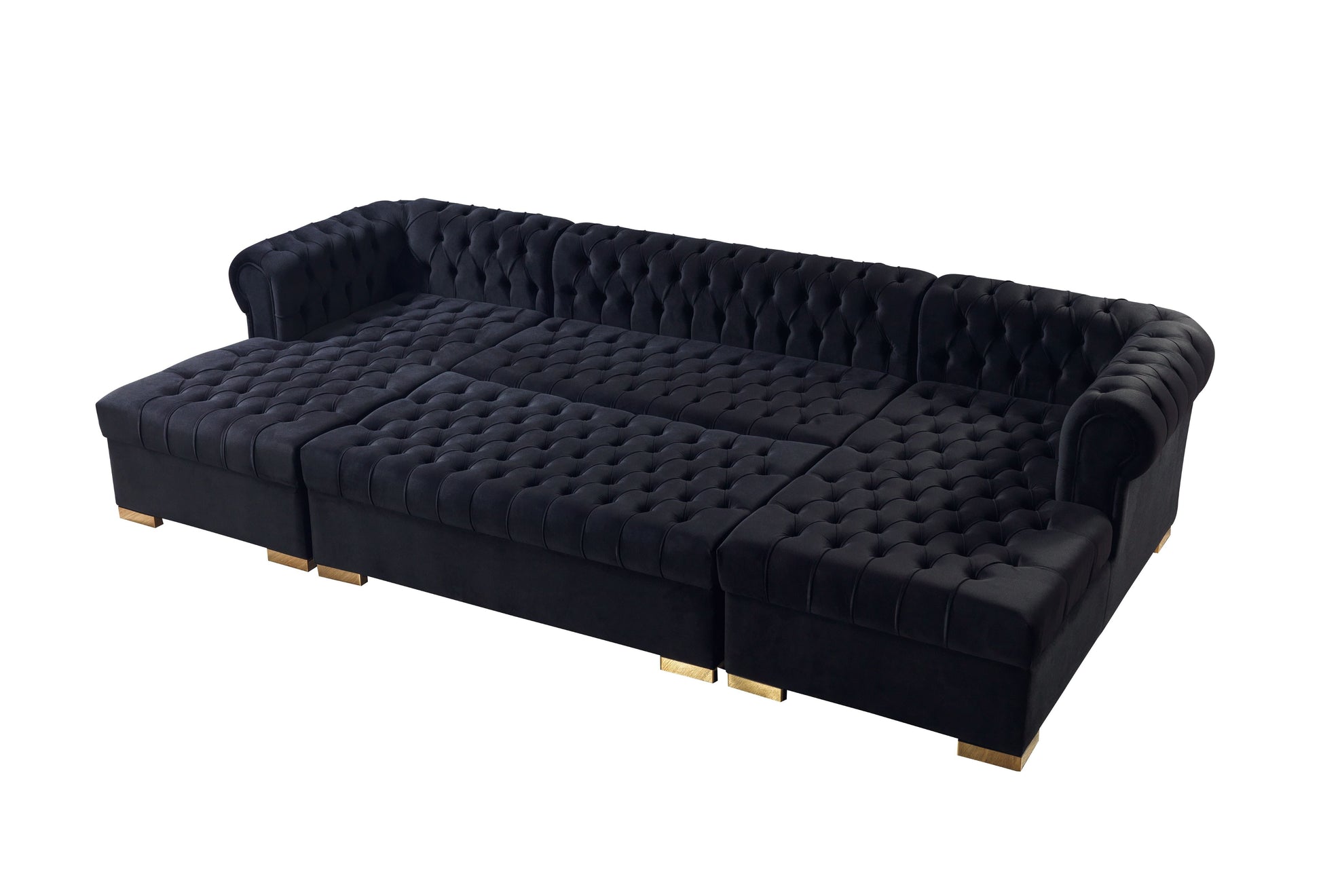 Lauren Black Velvet Double Chaise 136" Sectional