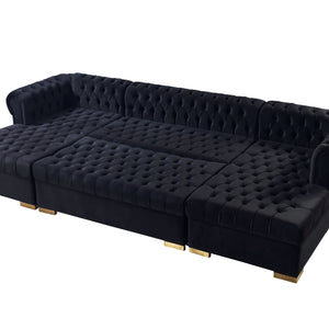 Lauren Black Velvet Double Chaise 136