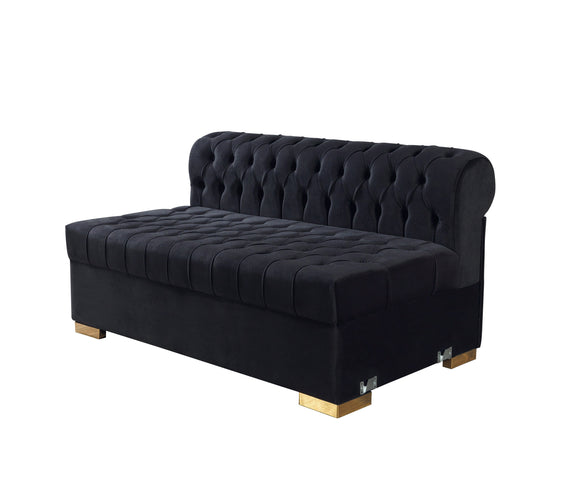 Lauren Black Velvet Double Chaise 136