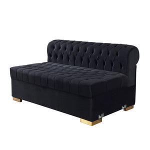 Lauren Black Velvet Double Chaise 136