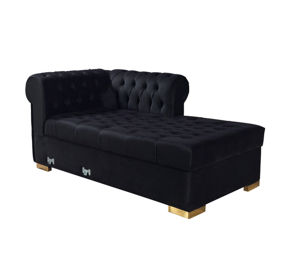 Lauren Black Velvet Double Chaise 136