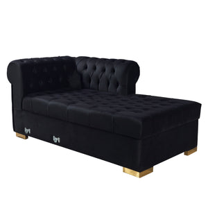 Lauren Black Velvet Double Chaise 136