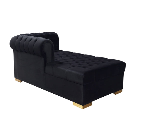 Lauren Black Velvet Double Chaise 136