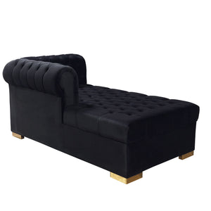 Lauren Black Velvet Double Chaise 136