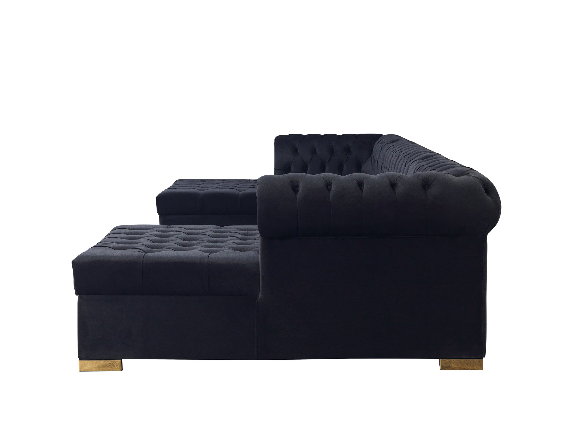 Lauren Black Velvet Double Chaise 136" Sectional