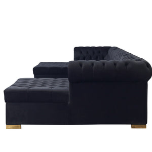 Lauren Black Velvet Double Chaise 136