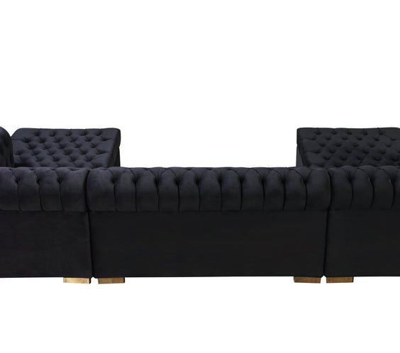 Lauren Black Velvet Double Chaise 136