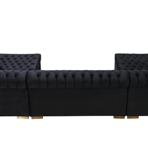 Lauren Black Velvet Double Chaise 136