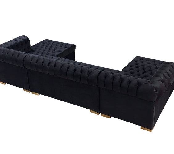 Lauren Black Velvet Double Chaise 136