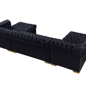 Lauren Black Velvet Double Chaise 136