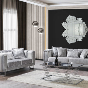 Santana Silver Velvet Sofa 89