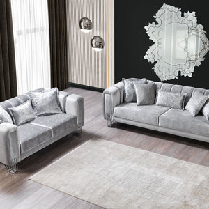 Santana Silver Velvet Sofa 89