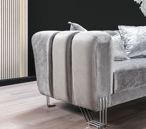 Santana Silver Velvet Sofa 89