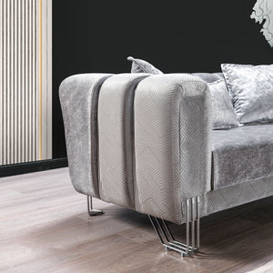 Santana Silver Velvet Sofa 89