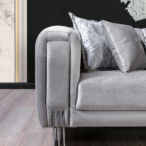 Santana Silver Velvet Sofa 89