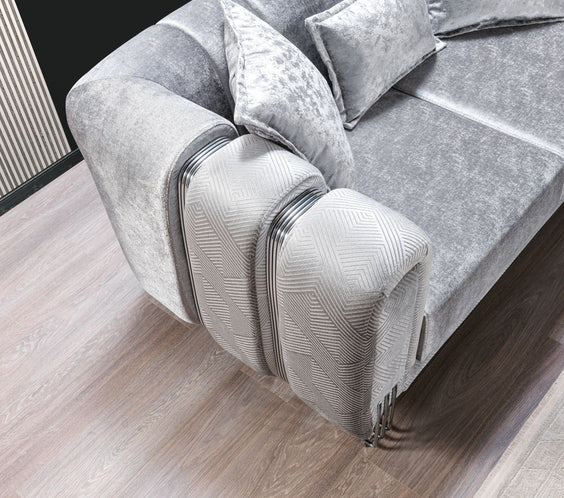 Santana Silver Velvet Sofa 89