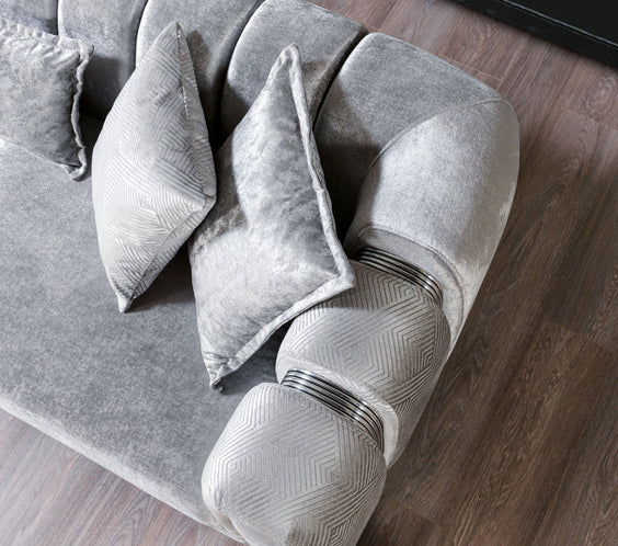Santana Silver Velvet Sofa 89