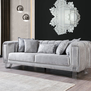 Santana Silver Velvet Sofa 89