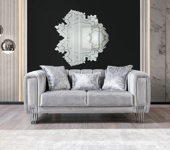 Santana Silver Velvet Sofa 89
