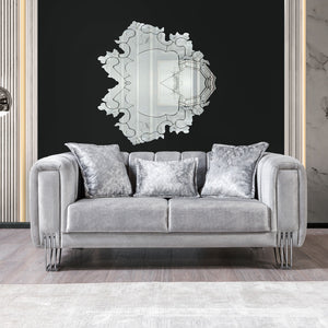 Santana Silver Velvet Sofa 89