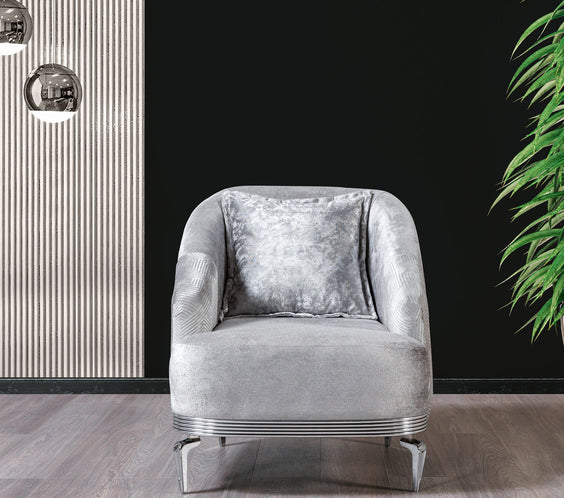 Santana Silver Velvet Sofa 89