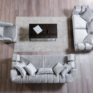 Santana Silver Velvet Sofa 89