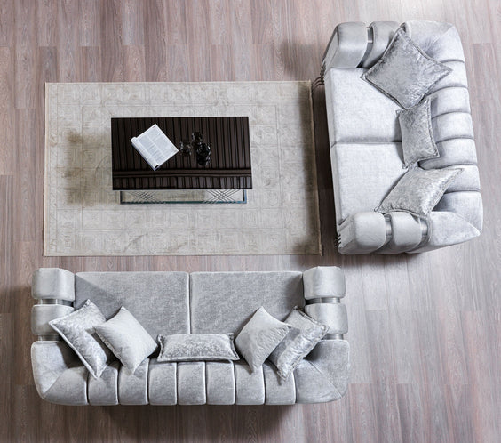 Santana Silver Velvet Sofa 89
