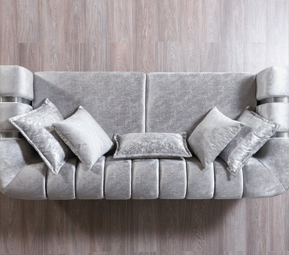 Santana Silver Velvet Sofa 89