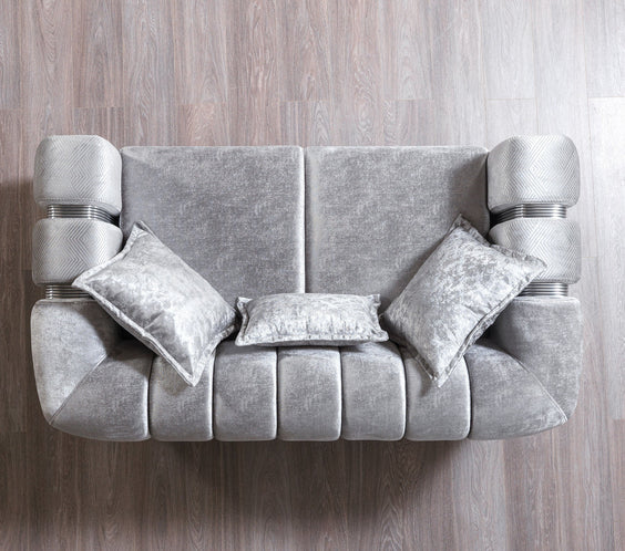 Santana Silver Velvet Sofa 89