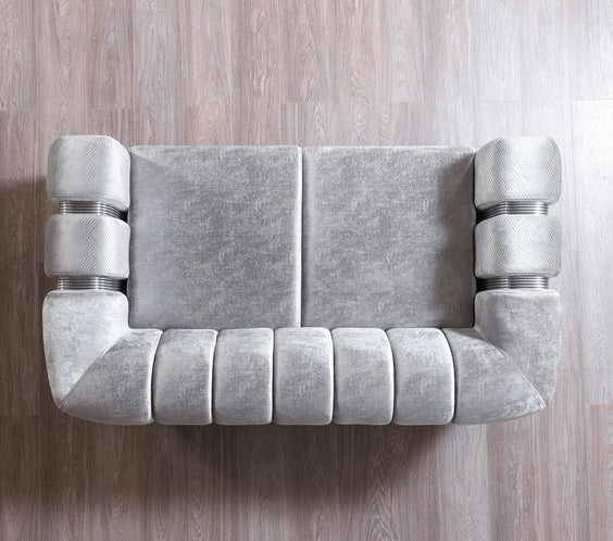 Santana Silver Velvet Sofa 89