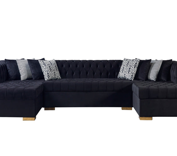 Lauren Black Velvet Double Chaise 136