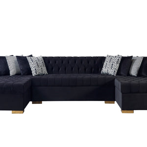 Lauren Black Velvet Double Chaise 136