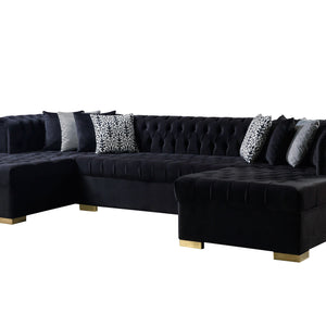 Lauren Black Velvet Double Chaise 136