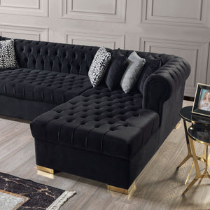 Lauren Black Velvet Double Chaise 136