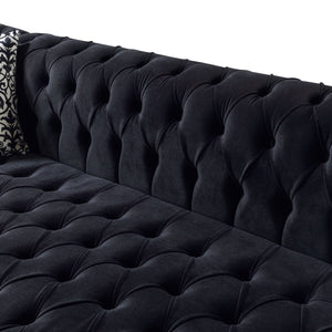 Lauren Black Velvet Double Chaise 136