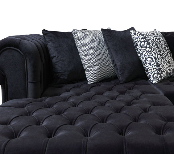 Lauren Black Velvet Double Chaise 136